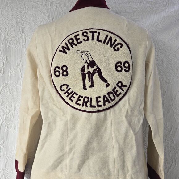 Vintage 60s Wrestling Outfit Patchwork High Waist Sweater Cheerleader Costume - Picture 3 of 14